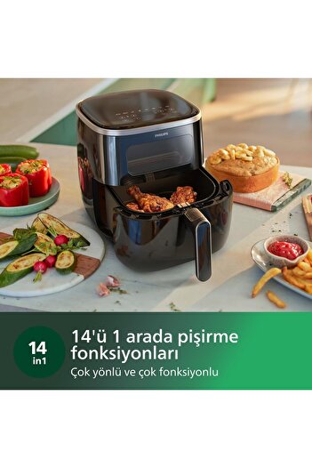 Philips Yeni Airfryer Philips Akıllı Fritöz-Yetkili Evrekala-14 Fonksiyonlu ve Pencereli 5.6Lt