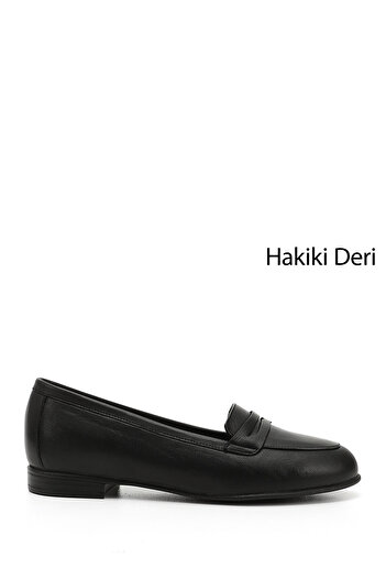 GÖNDERİ(R) Schwarze Gön-Ballerinas aus echtem Leder mit runder Zehenpartie und flacher Sohle für Damen 24161