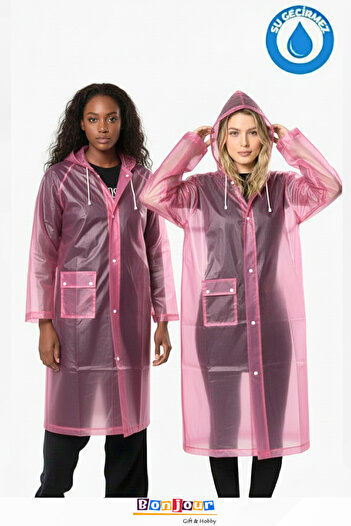 Bonjour Gift & Hobby Unisex Eva Raincoat with Pockets, Snap Fasteners, Hooded Windproof and Rainproof