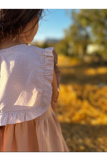 Pinklime Jr. Müslin Kız Çocuk Yaka Detaylı Doğumgünü Parti Elbise