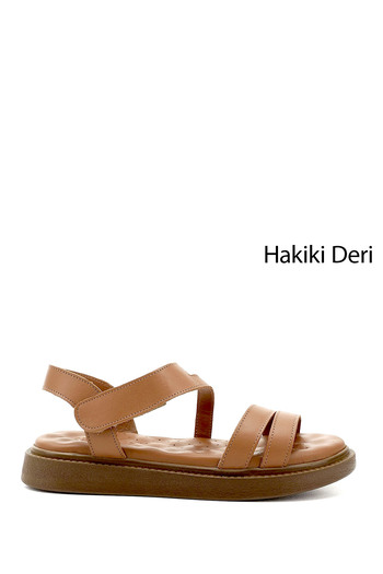 GÖNDERİ(R) Women's / Girls' Velcro Strap Wedge Sole Genuine Leather Comfort Sandals