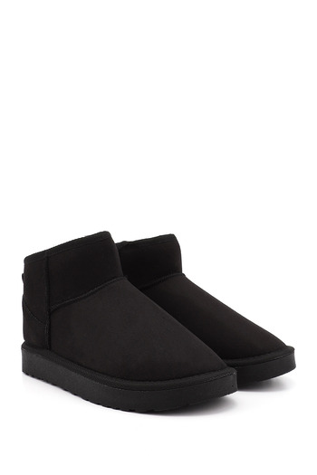 GÖNDERİ(R) Women's / Girls' Black Suede Mini Fur Boots
