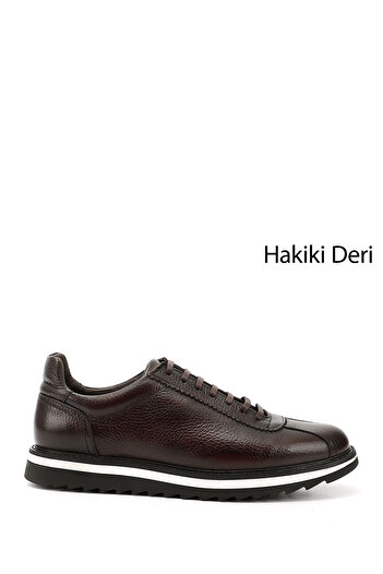 GÖNDERİ(R) Men's Brown Antique Lace-Up Genuine Leather Comfort Sneaker