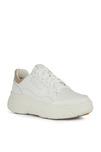 Geox Λευκό-χρυσό Γυναικείο Δερμάτινο Sneaker D NEBULA 2.0 X B