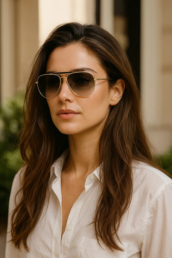 Tommy Hilfiger Aviator sunglasses with gradient lenses, Gold, 61-15-135