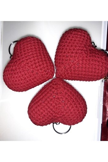 Typhoon Amigurumi Keychain Heart Hand Knitting Organic) 4 Pieces)
