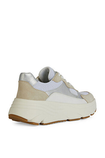 Geox Beyaz-Gümüş Kadın deri Sneaker D DIAMANTA B