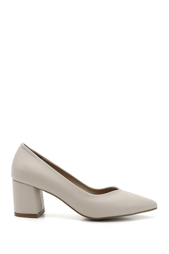 GÖNDERİ(R) Women / Girls Beige Pointed Toe Medium Thick Heeled Shoes