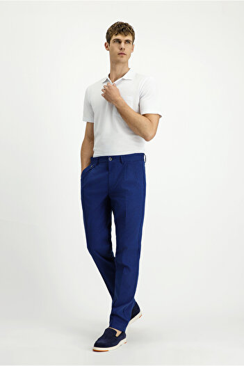 Kiğılı Regular Fit Striped Linen Blend Pleated Classic Fabric Trousers