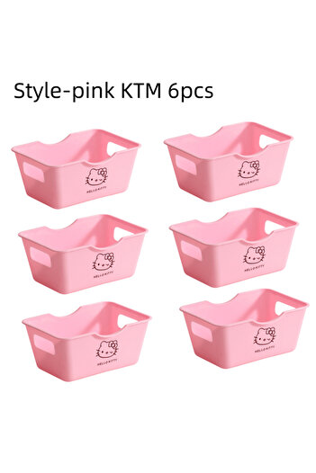 Miniso 6pcs hellokitty 1/3/6pcs HelloKittyes cute desktop stationery and sundries tidying boxes without lid