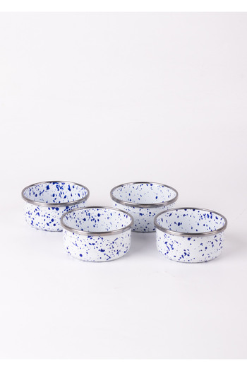 EMAYlab Speckles Enamel 4-Piece Bowl Set, Snack Bowl, Breakfast Bowl, Jam Bowl, Olive Bowl, Serving Bowl Set 8cm 200 ml