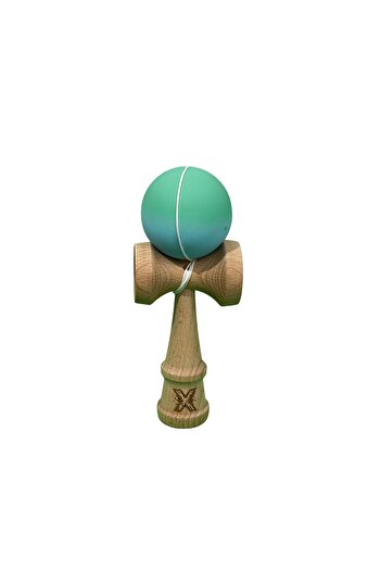 Kendama USA Jucarie Kendama X Originala, Profesionala, Flippy, din Lemn, Rubber Grip, 18 cm, Verde/Albastru