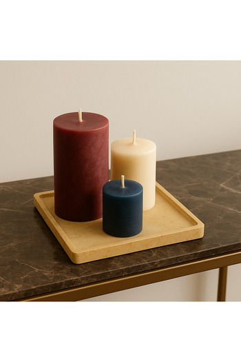 Modelce Natural Travertine Square Presentation Plate – 17 cm