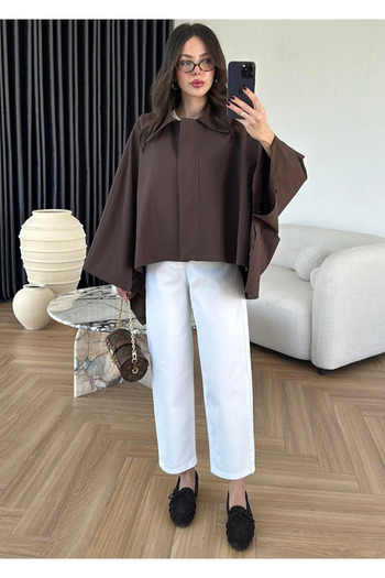 My Blog Brown Cape Style Trench Coat - 7603