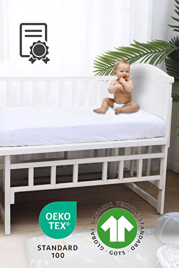 Vionel Home %100 Pamuk Penye, Lastikli Bebek Çarşafı, Organik Pamuk, Anne Yanı, Park Beşik Çarşafı