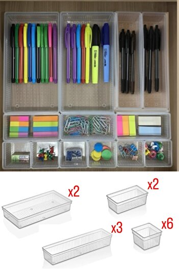Bayev Bade Set of 13 Drawer Organizers Set Pen Holder Jewelry Box Makeup Organizer (2 Xl-3 L-2 M-6 S)