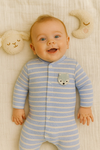 cimcim baby Striped Baby Romper with Fox Accessories