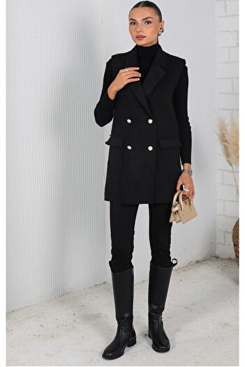 nizzell New Season Black Felt Vest