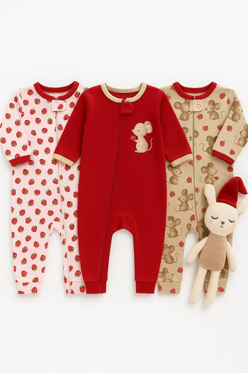 İZYALİF BABY Baby Girl 3-Piece Sleeping Bag Daily Cotton Zippered Without Booties Strawberry Size Chart Images Included