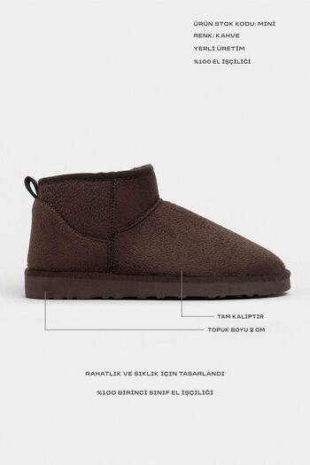 NİŞANTAŞI SHOES Γυναικείες Μίνι Μπότες Suede - Μισή Σόλα, Γούνινο Εσωτερικό