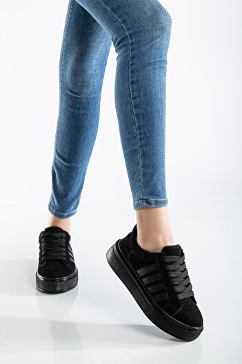 MY GROSS SHOES Unisex Günlük Kalın Taban Ortapedik Retro Stripe Siyah Garantili Spor Sneaker Ayakkabı