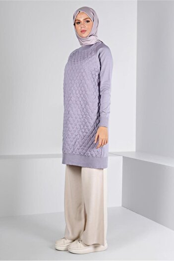 Alvina 43161 Model Quilted Patterned Knitwear Tunic