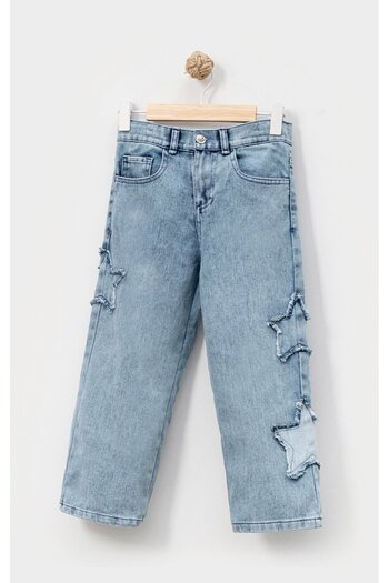 Overdo Girl's Wide Leg Star Patterned Jeans