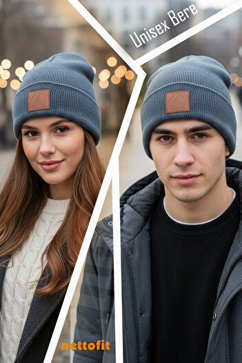nettofit Unisex zimní kožený štítek s podrobným indigovým vlněným bermem