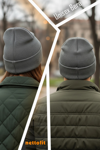 nettofit Unisex Χειμερινό Δερμάτινο Ετικέτα Λεπτομερής μπερές από ανθρακί μαλλί