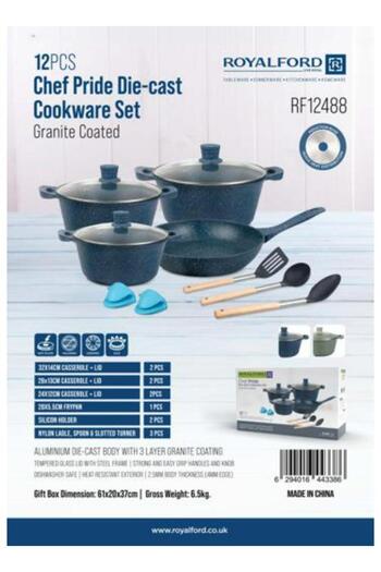 ROYALFORD Chef Pride 12 Piece Die Cast Cookware Set with Non-Stick Coating