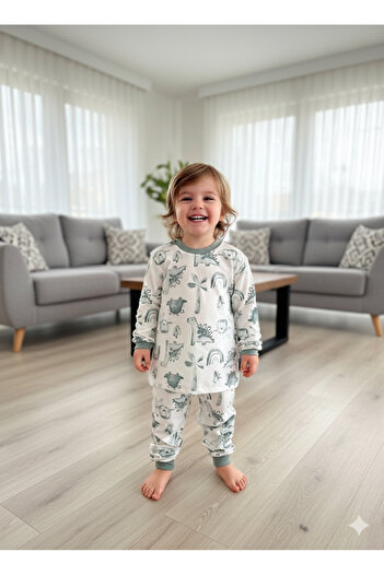 Miniworld Kız-Erkek Bebek- Çocuk Pijama Takımı %100 Pamuk Uzun Kollu Yuvarlak Yaka Mevsimlik