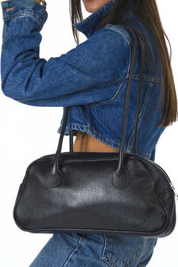 ABBRA Women's Double Strap Lined Vegan Leather Bag