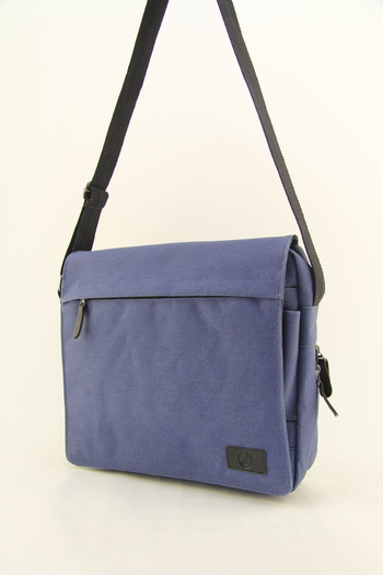 QUB CLUB Postman Blue Work School Canvas Waterproof Gusseted Briefcase Street Bag