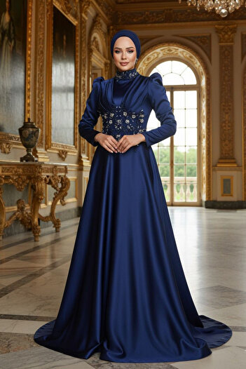 Neva Style Сукня-футляр з бірюзовим атласом та бісерною вишивкою 22640l