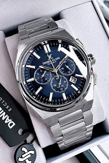 Daniel Klein Exclusive Men Wrist Watch 3 Atm Waterproof Silver Oil Color Steel Cord Gift Bracelet Dke2134C2