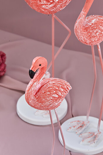 EMBazaar 3'lü Flamingo biblo,polyester biblo,hediyelik biblo