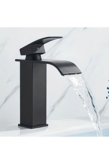Novastride Bathroom Sink Faucet, Waterfall Type, Single Lever, Minimalist Design, Fittings Included, Stainless Steel