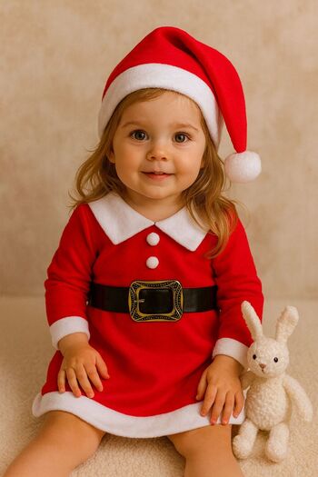 Bilge Trend Girl's Christmas Theme Dress and Hat Set