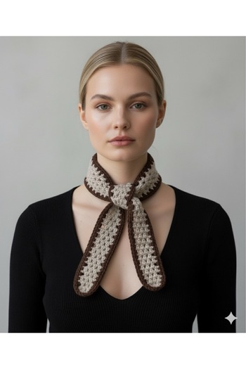 yucin Handmade Knitted Multi-Purpose Scarf – Bandana / Neck Gaiter / Hair Accessory Brown