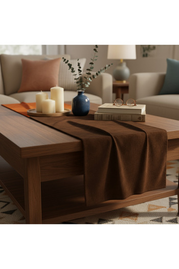 PİKKO HOME Brown Velvet Textured Runner