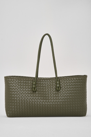 Çantacımstore Women's Long Tote Bag Khaki Braided
