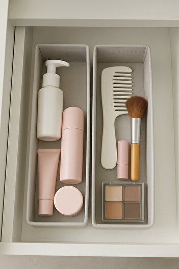 YEGGE 2 Pcs Drawer Interior Accessory Jewelry Comb and Makeup Organizer 40X10X10Cm Gray Color