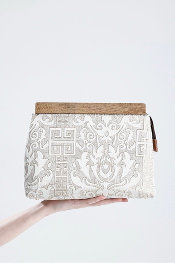 HEYBE'S Women's Cream Authentic Pattern Clutch Bag