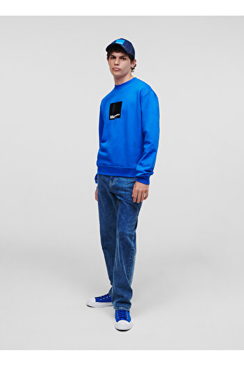 Karl Lagerfeld Regular Logo Sweat Bisiklet Yaka Mavi Erkek Sweatshırt 231d1804