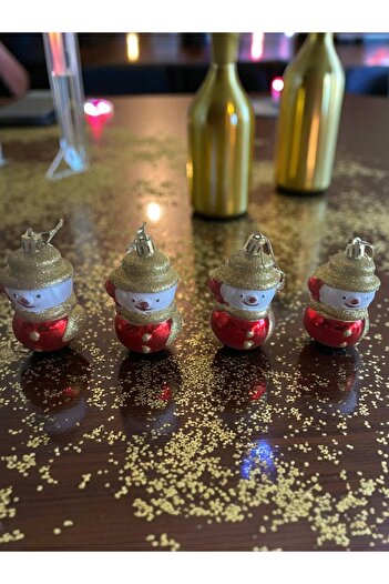 Yenigeldi 4 Pieces Snowman Figured Christmas Tree Ornament – Glittery Decorative Christmas Ornaments