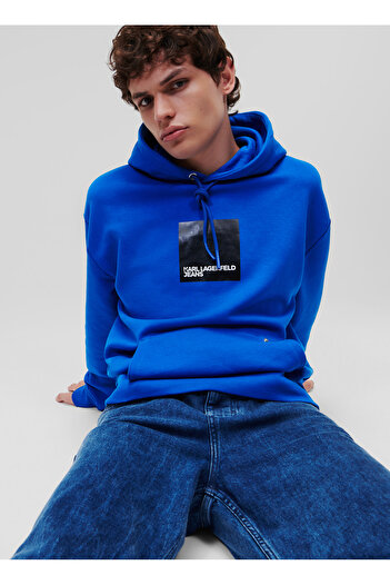 Karl Lagerfeld Jeans Kapüşon Yaka Mavi Erkek Sweatshırt 231D1850_KLJ LOGO HOODIE