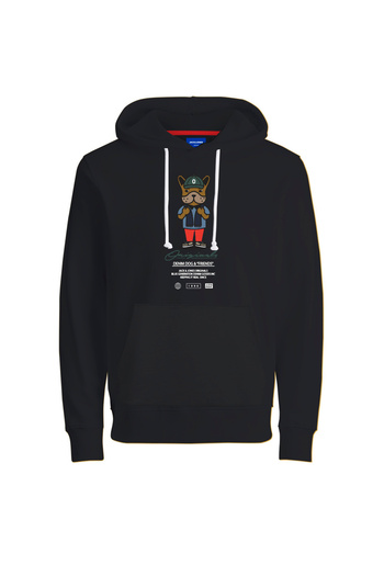 Jack & Jones Μαύρο ανδρικό φούτερ με κουκούλα 12176722_JORDENIMDOG SWEAT HOOD