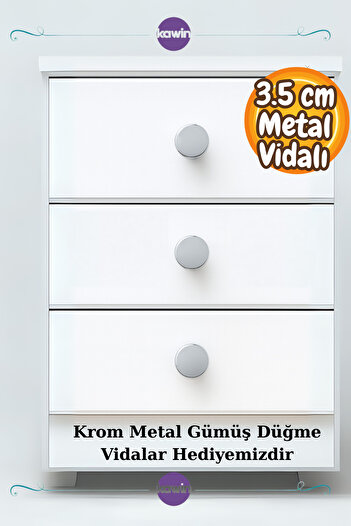 Kawin Mâner din metal cromat pentru dulap Mâner pentru sertar argintiu lucios 35 mm (3,5 cm) Mâner gri