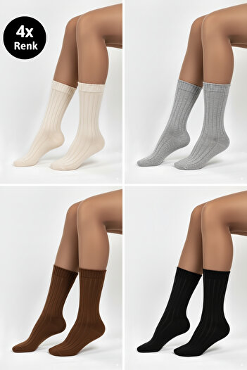 Dore Original Women's Soft Touch Premium Series Soft Textured Wool Corduroy Winter Sleeping Socks 4 Pairs