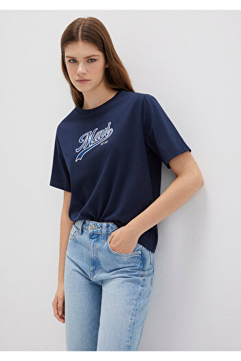 Mavi Logo Printed Navy Blue T-Shirt Regular Fit 1613565-82318